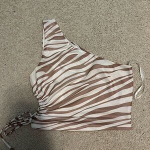 Princess Polly Asymmetrical Ruched Crop Top Brown Tan